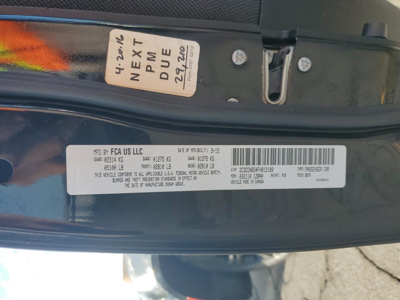 2015 Dodge Charger Se VIN: 2C3CDXBG4FH813189 Lot: 85196805