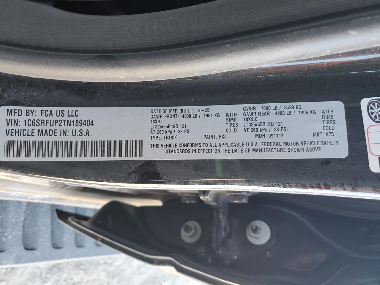 2026 Ram 1500 Rho VIN: 1C6SRFUP2TN189404 Lot: 86807755