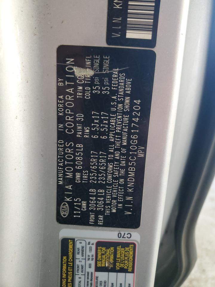 2016 Kia Sedona Lx VIN: KNDMB5C10G6174204 Lot: 84447175