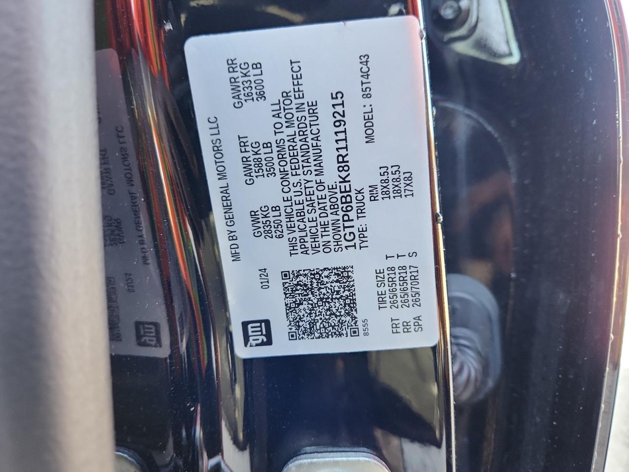 2024 GMC Canyon Elevation VIN: 1GTP6BEK8R1119215 Lot: 84633955