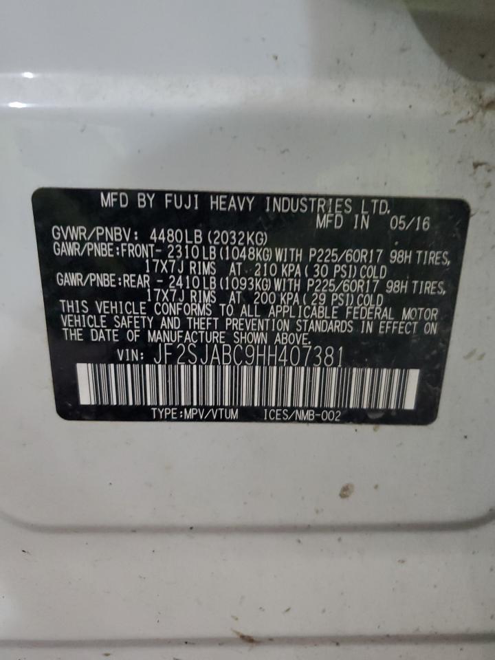 2017 Subaru Forester 2.5I VIN: JF2SJABC9HH407381 Lot: 90443595