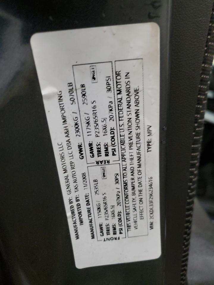 2009 Pontiac Torrent VIN: 2CKDL33F296234616 Lot: 84362995