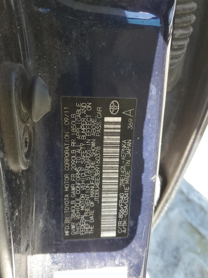 2011 Toyota Corolla Base VIN: JTDBU4EE3B9160378 Lot: 86591925