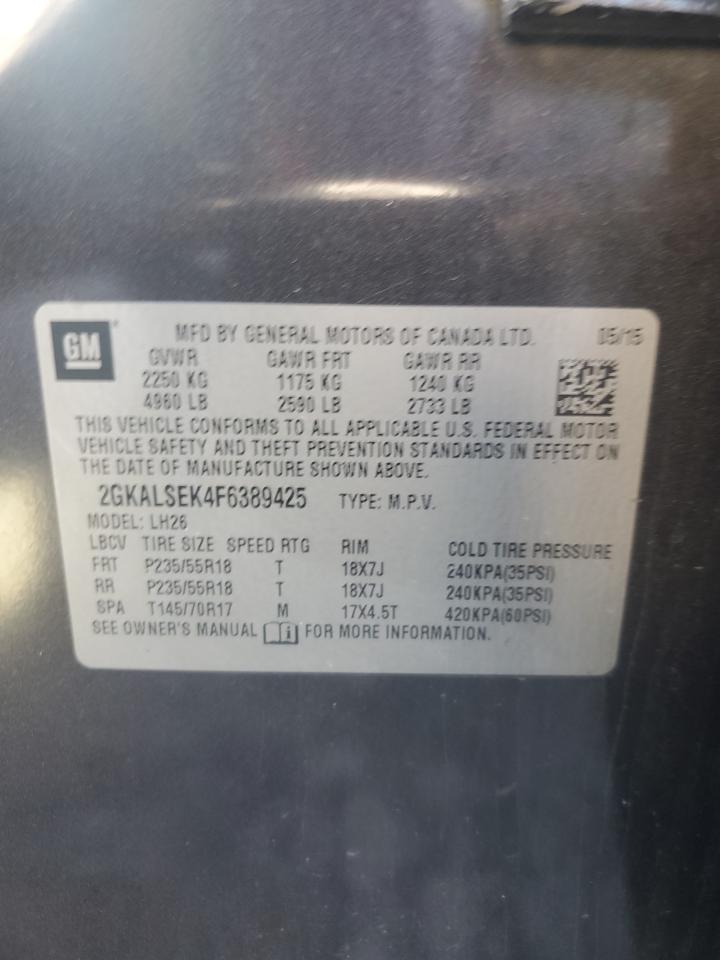 2015 GMC Terrain Slt VIN: 2GKALSEK4F6389425 Lot: 87305205