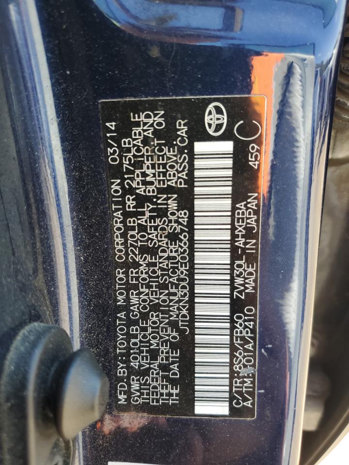 2014 Toyota Prius VIN: JTDKN3DU9E0366748 Lot: 82334175