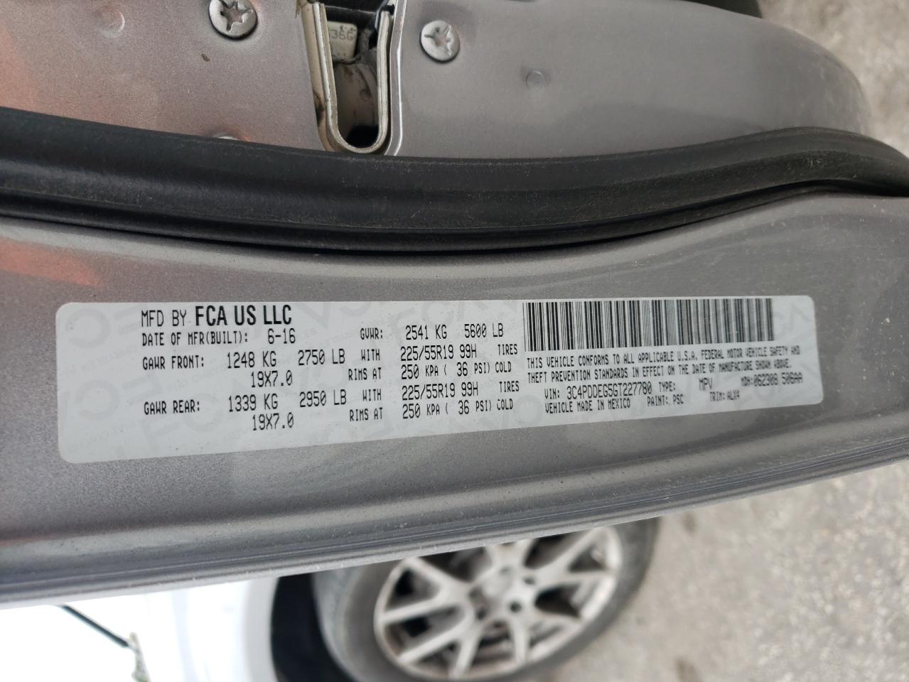 2016 Dodge Journey R/T VIN: 3C4PDDEG5GT227780 Lot: 89872035