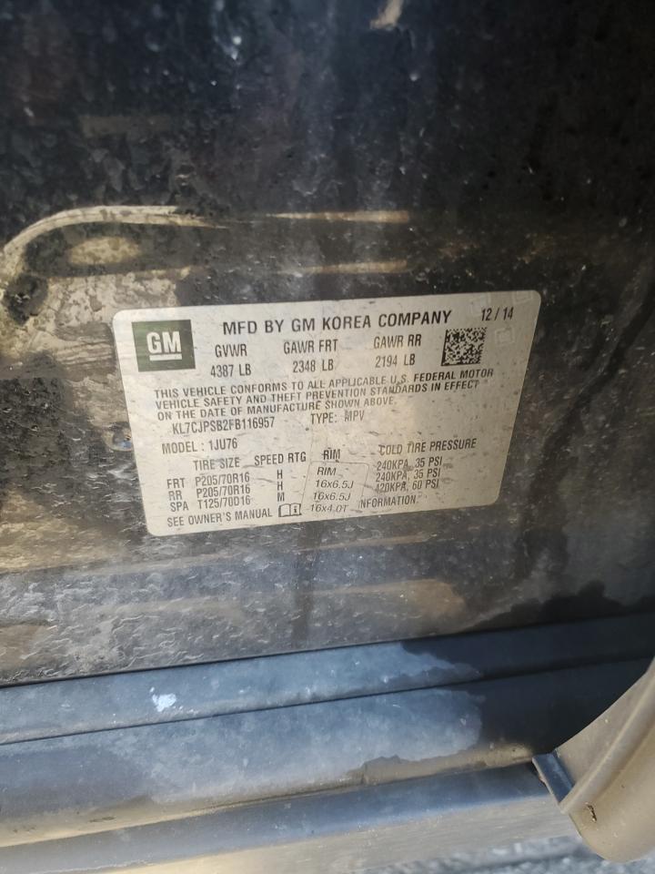 2015 Chevrolet Trax 1Ls VIN: KL7CJPSB2FB116957 Lot: 89922045