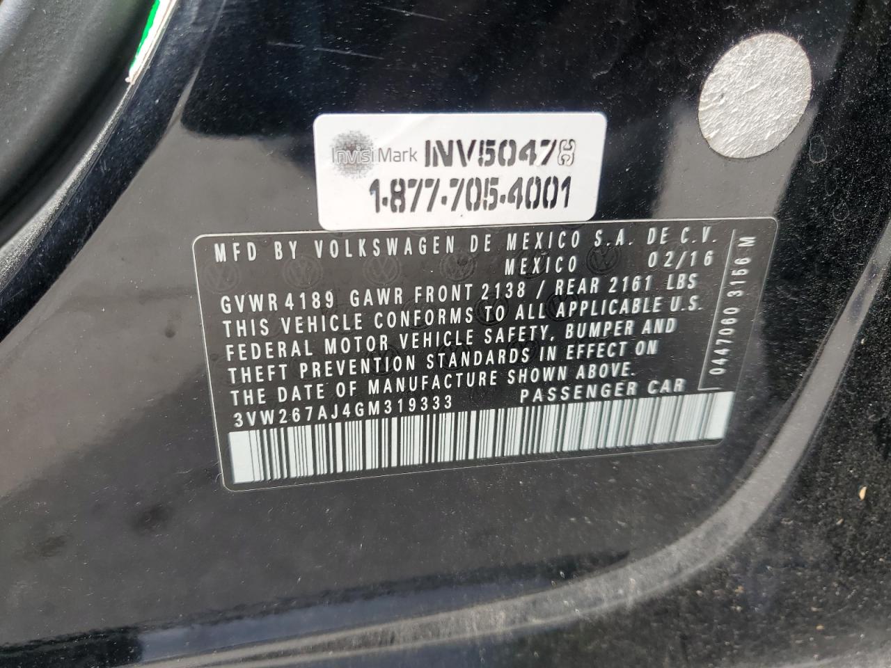 2016 Volkswagen Jetta S VIN: 3VW267AJ4GM319333 Lot: 84594865