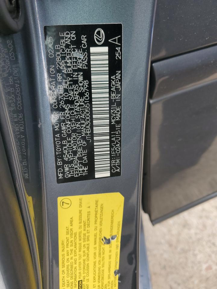 2005 Lexus Es 330 VIN: JTHBA30G055106798 Lot: 82427495