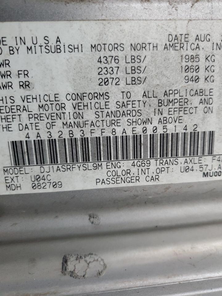 2010 Mitsubishi Galant Es VIN: 005142 Lot: 86621405