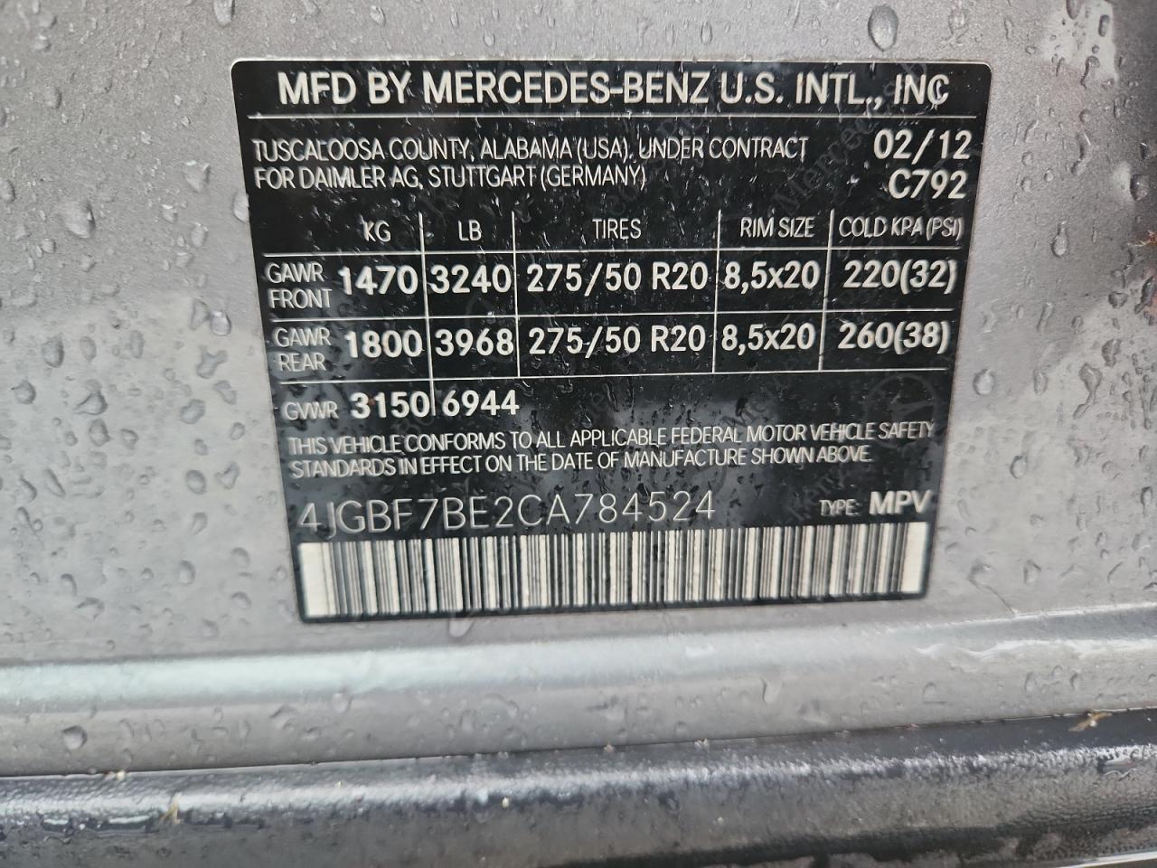 2012 Mercedes-Benz Gl 450 4Matic VIN: 4JGBF7BE2CA784524 Lot: 89741245