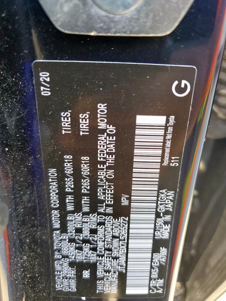 2020 Lexus Gx 460 Premium VIN: JTJAM7BX7L5265272 Lot: 85510365