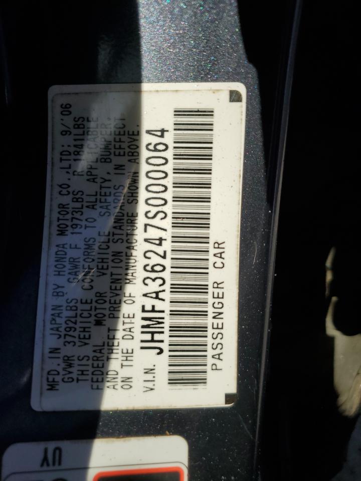 2007 Honda Civic Hybrid VIN: JHMFA36247S000064 Lot: 82409455