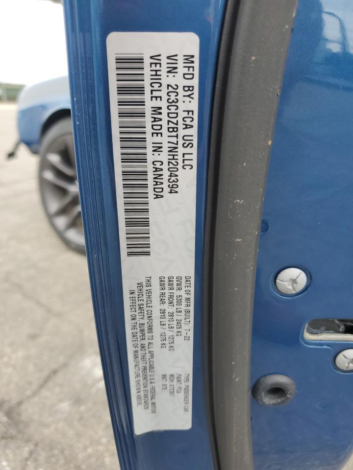 2022 Dodge Challenger R/T VIN: 2C3CDZBT7NH204394 Lot: 82471845