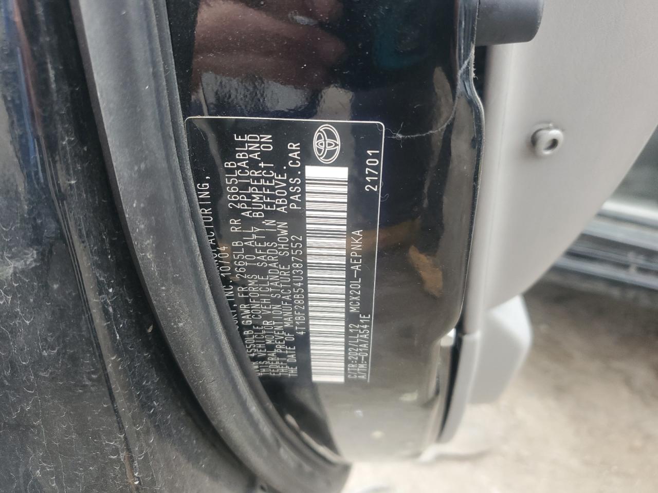 2004 Toyota Avalon Xl VIN: 4T1BF28B54U387552 Lot: 82434065