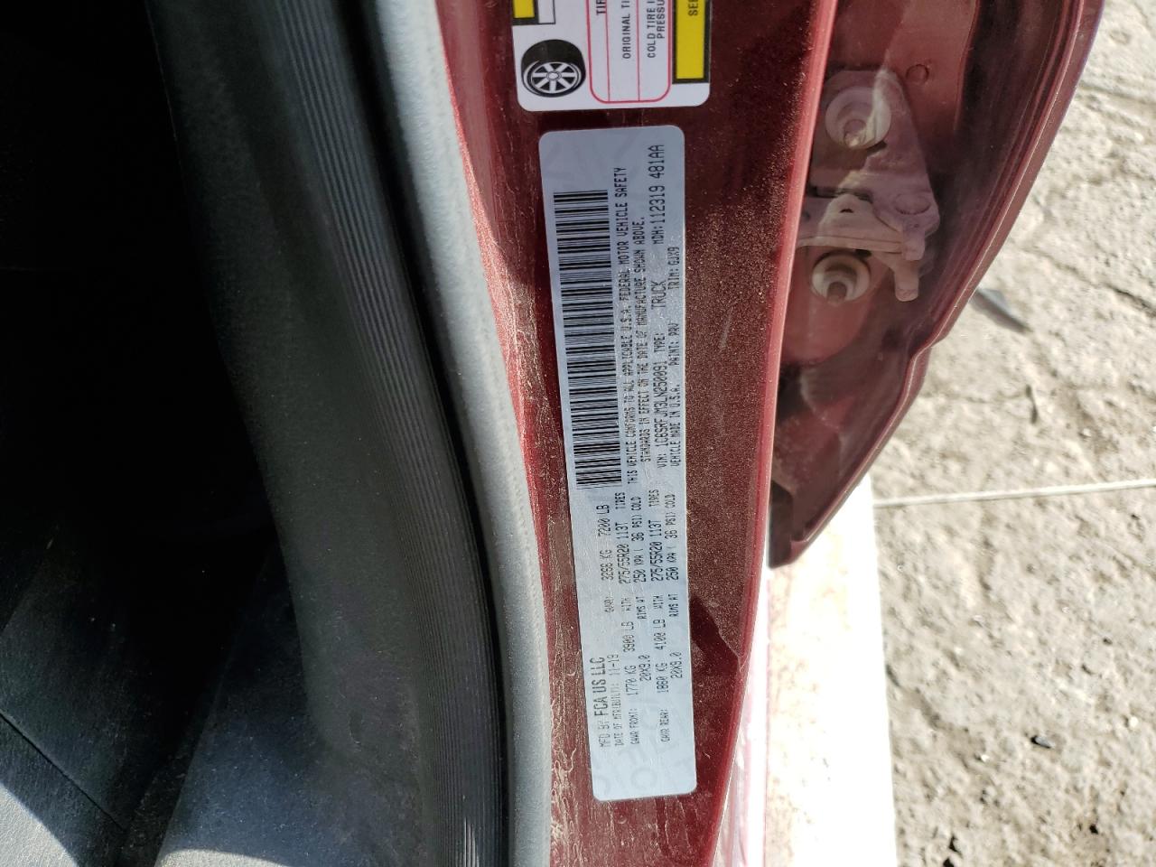 2020 Ram 1500 Laramie VIN: 1C6SRFJM3LN250091 Lot: 84553495