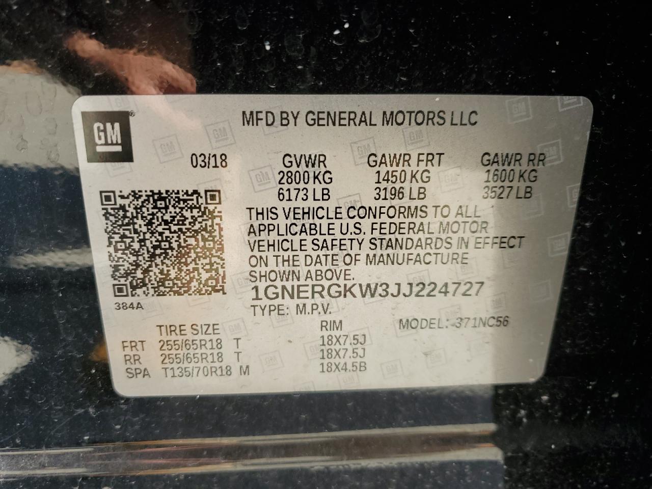 2018 Chevrolet Traverse Lt VIN: 1GNERGKW3JJ224727 Lot: 89734075