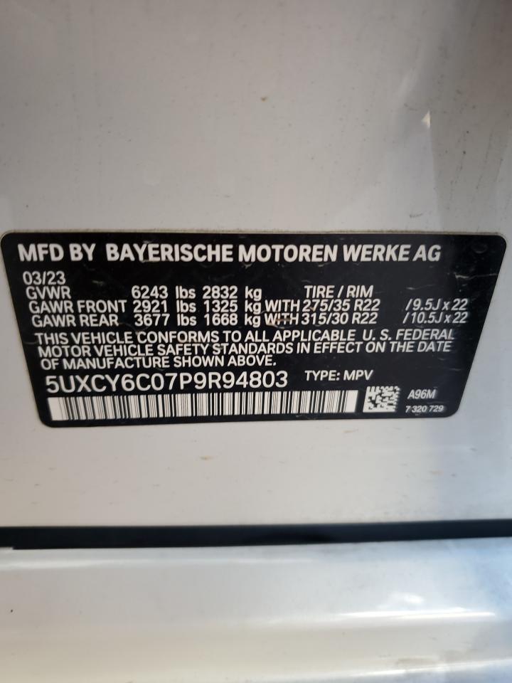 2023 BMW X6 xDrive40I VIN: 5UXCY6C07P9R94803 Lot: 82569115