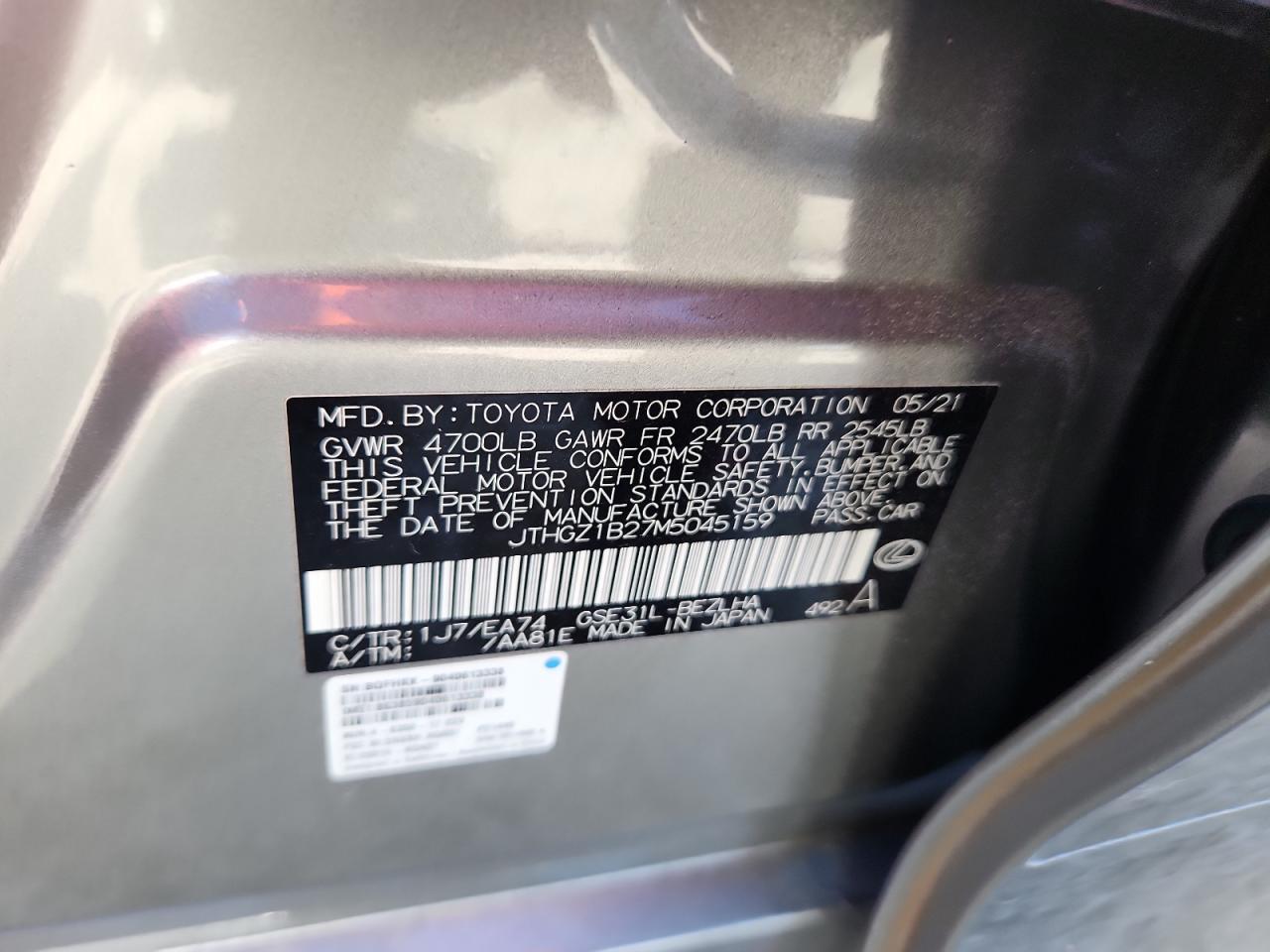 2021 Lexus Is 350 F Sport VIN: JTHGZ1B27M5045159 Lot: 90473585