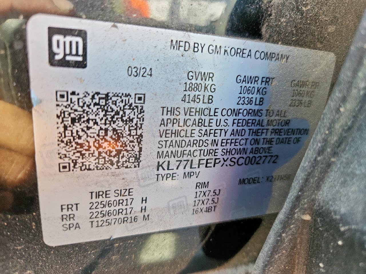 2025 Chevrolet Trax Ls VIN: KL77LFEPXSC002772 Lot: 86243465