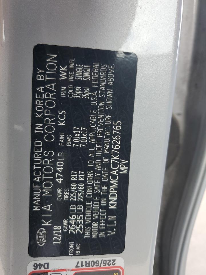 2019 Kia Sportage Lx VIN: KNDPMCAC7K7626765 Lot: 86163935