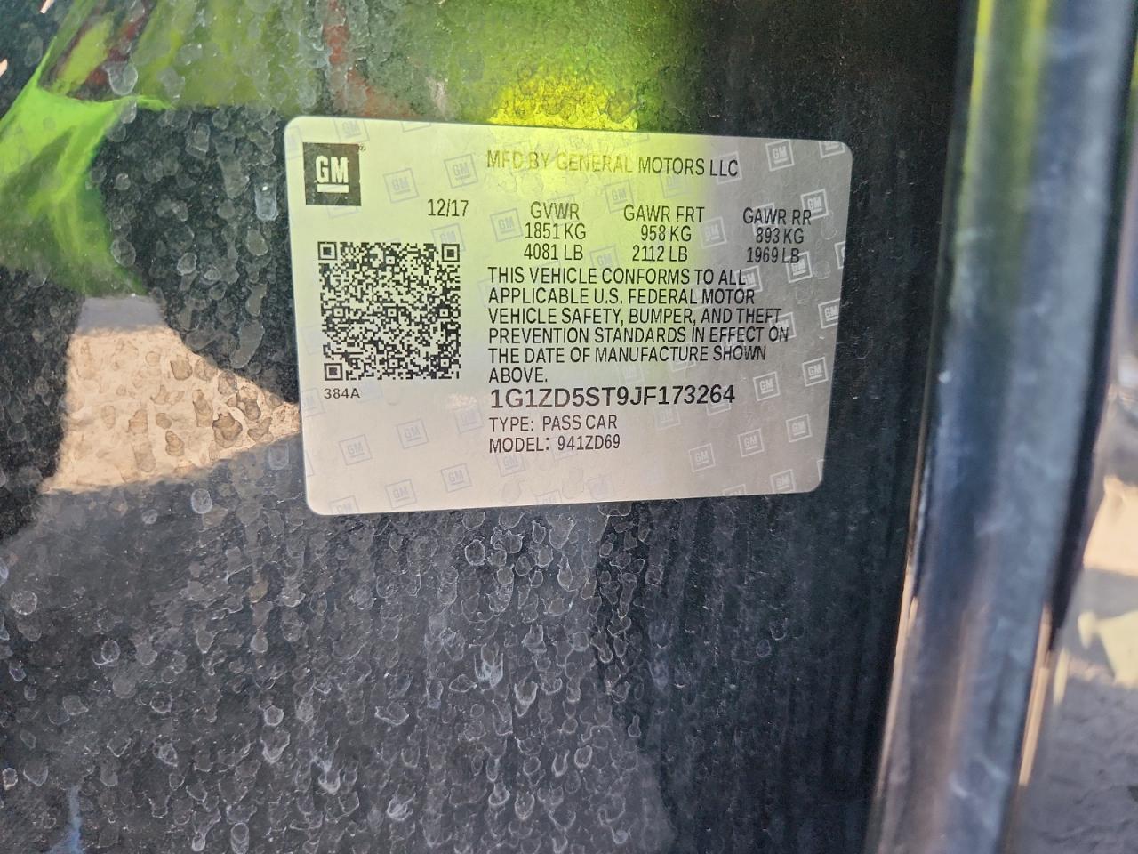 2018 Chevrolet Malibu Lt VIN: 1G1ZD5ST9JF173264 Lot: 82307555