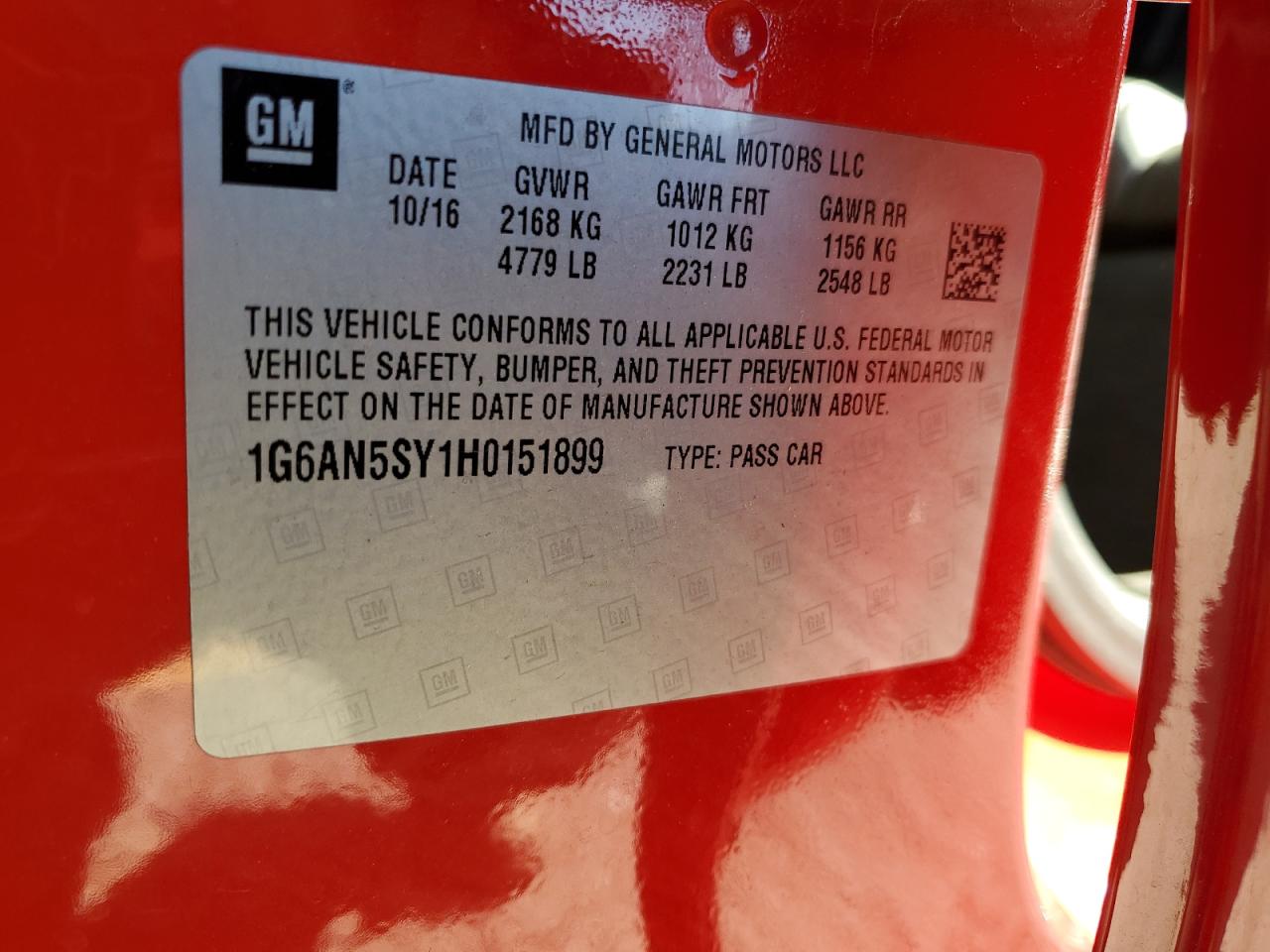 2017 Cadillac Ats-V VIN: 1G6AN5SY1H0151899 Lot: 90870905