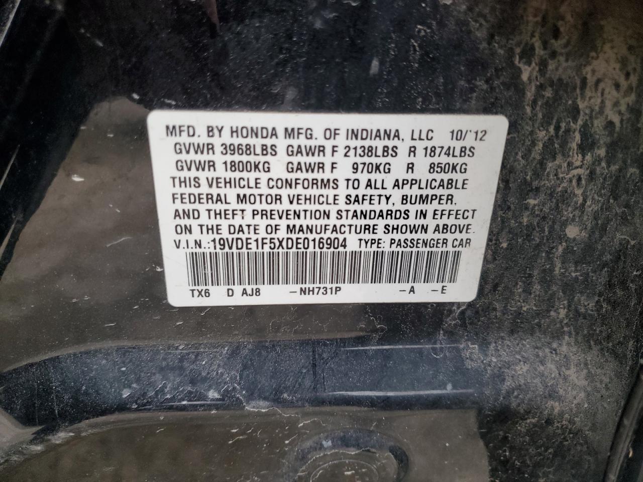 2013 Acura Ilx 20 Premium VIN: 19VDE1F5XDE016904 Lot: 89693155