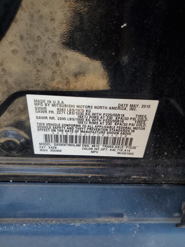 2015 Mitsubishi Outlander Sport Es VIN: 4A4AP3AW2FE034580 Lot: 85872285