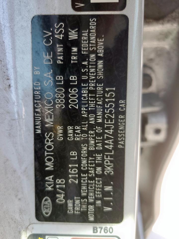 2018 Kia Forte Lx VIN: 3KPFL4A74JE255151 Lot: 82409185