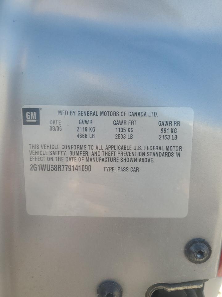 2007 Chevrolet Impala Ltz VIN: 2G1WU58R779141090 Lot: 85100485
