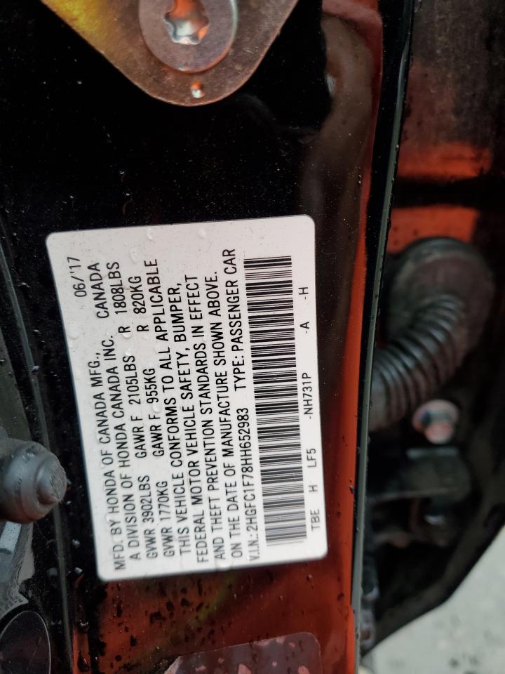 2017 Honda Civic Exl VIN: 2HGFC1F78HH652983 Lot: 81915055