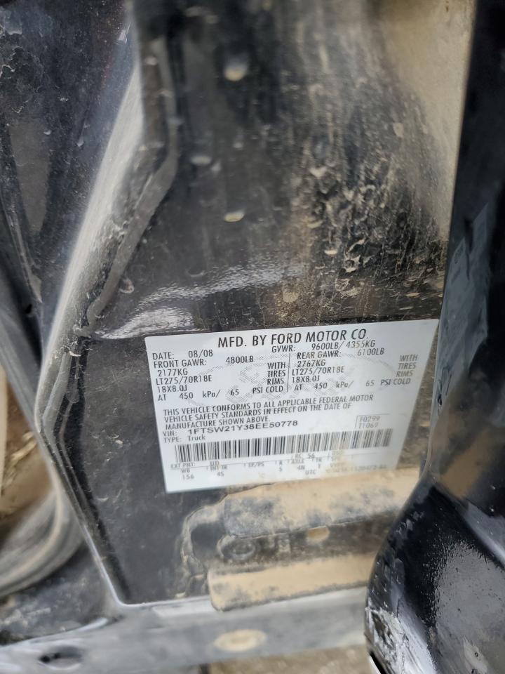 2008 Ford F250 Super Duty VIN: 1FTSW21Y38EE50778 Lot: 84916745
