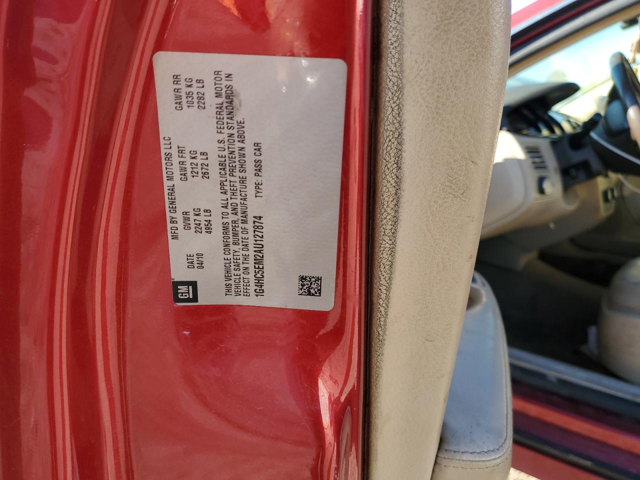 2010 Buick Lucerne Cxl VIN: 1G4HC5EM2AU127874 Lot: 90224375