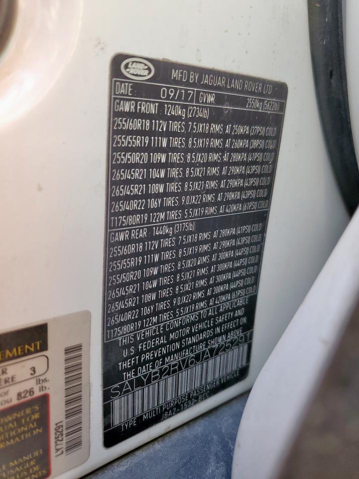 2018 Land Rover Range Rover Velar S VIN: SALYB2RV6JA725291 Lot: 84925935