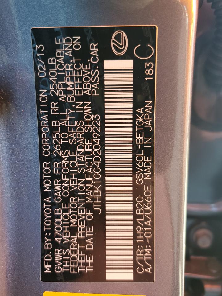 2013 Lexus Es 350 VIN: JTHBK1GG4D2049223 Lot: 84295035