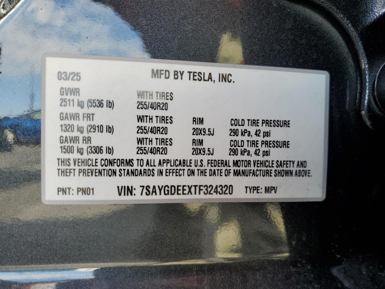 2026 Tesla Model Y VIN: 7SAYGDEEXTF324320 Lot: 87467945