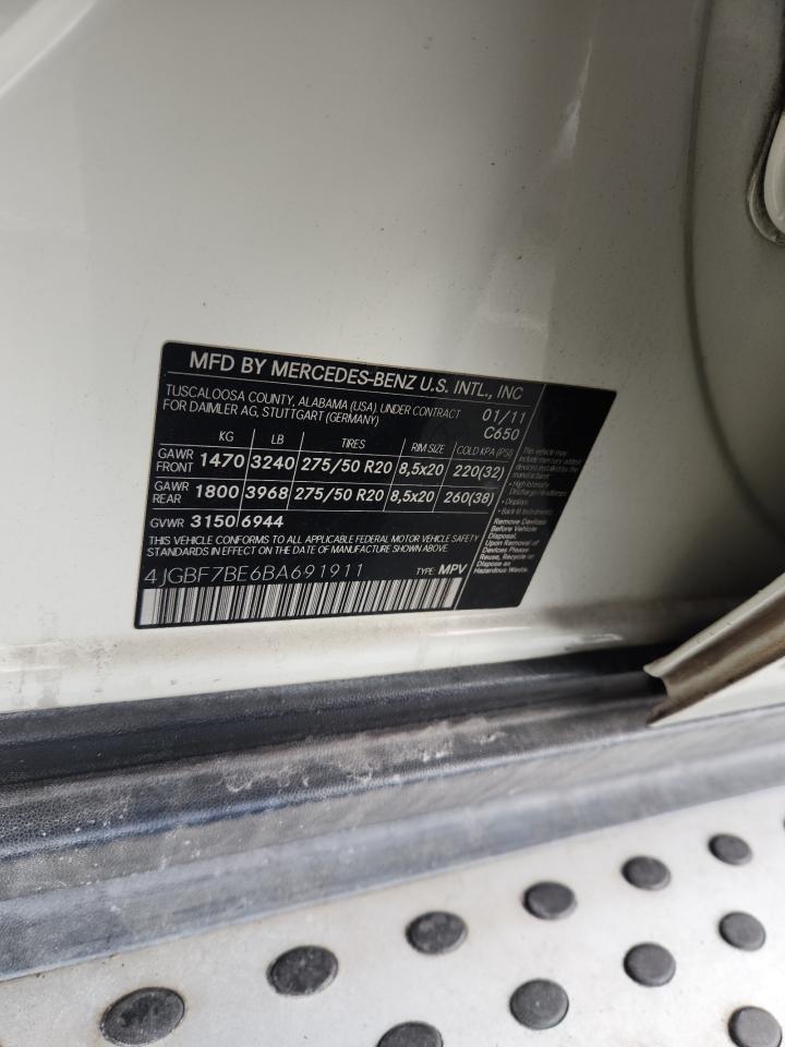 2011 Mercedes-Benz Gl 450 4Matic VIN: 4JGBF7BE6BA691911 Lot: 86095705