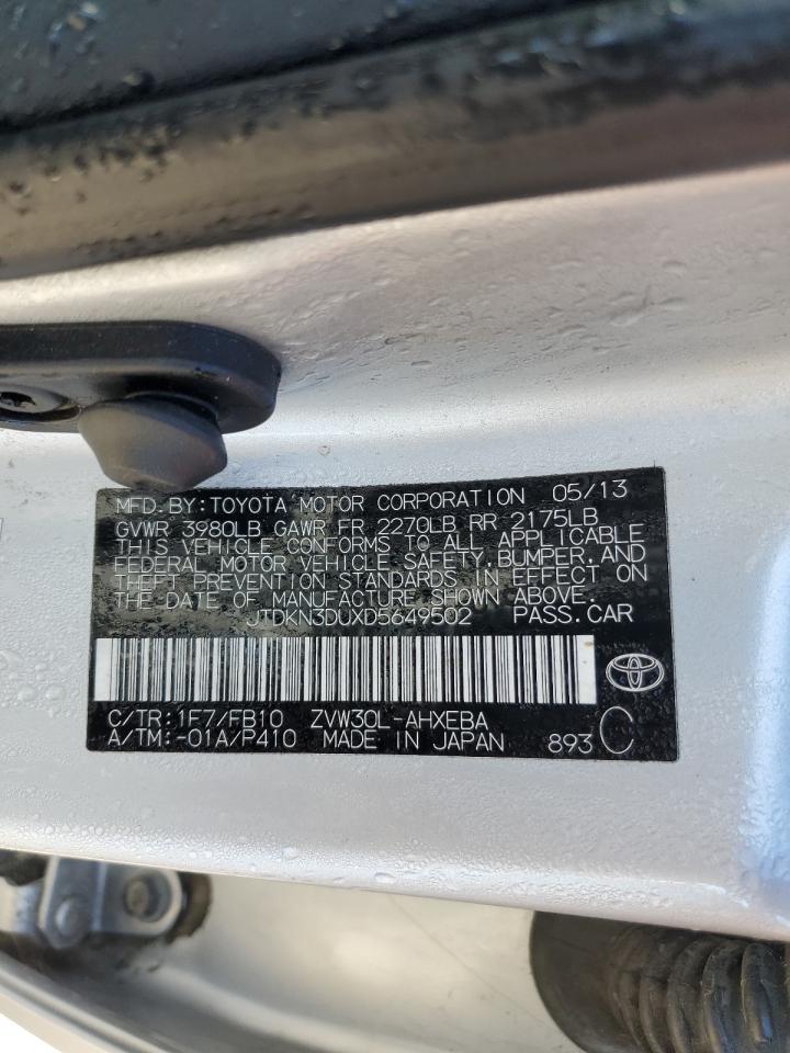 2013 Toyota Prius VIN: JTDKN3DUXD5649502 Lot: 82287725