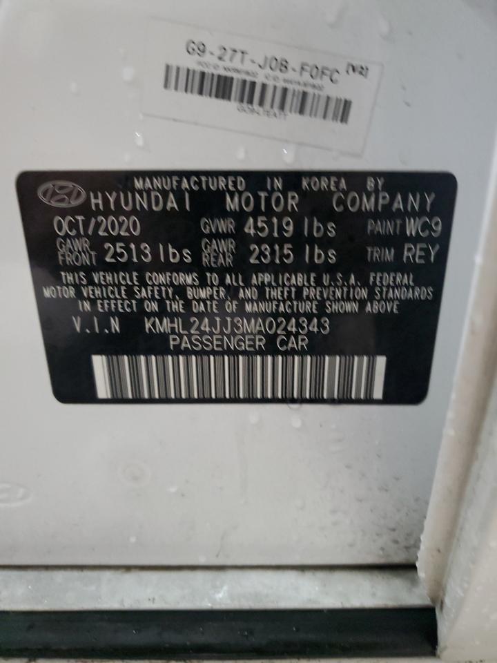 2021 Hyundai Sonata Hybrid VIN: KMHL24JJ3MA024343 Lot: 84820335