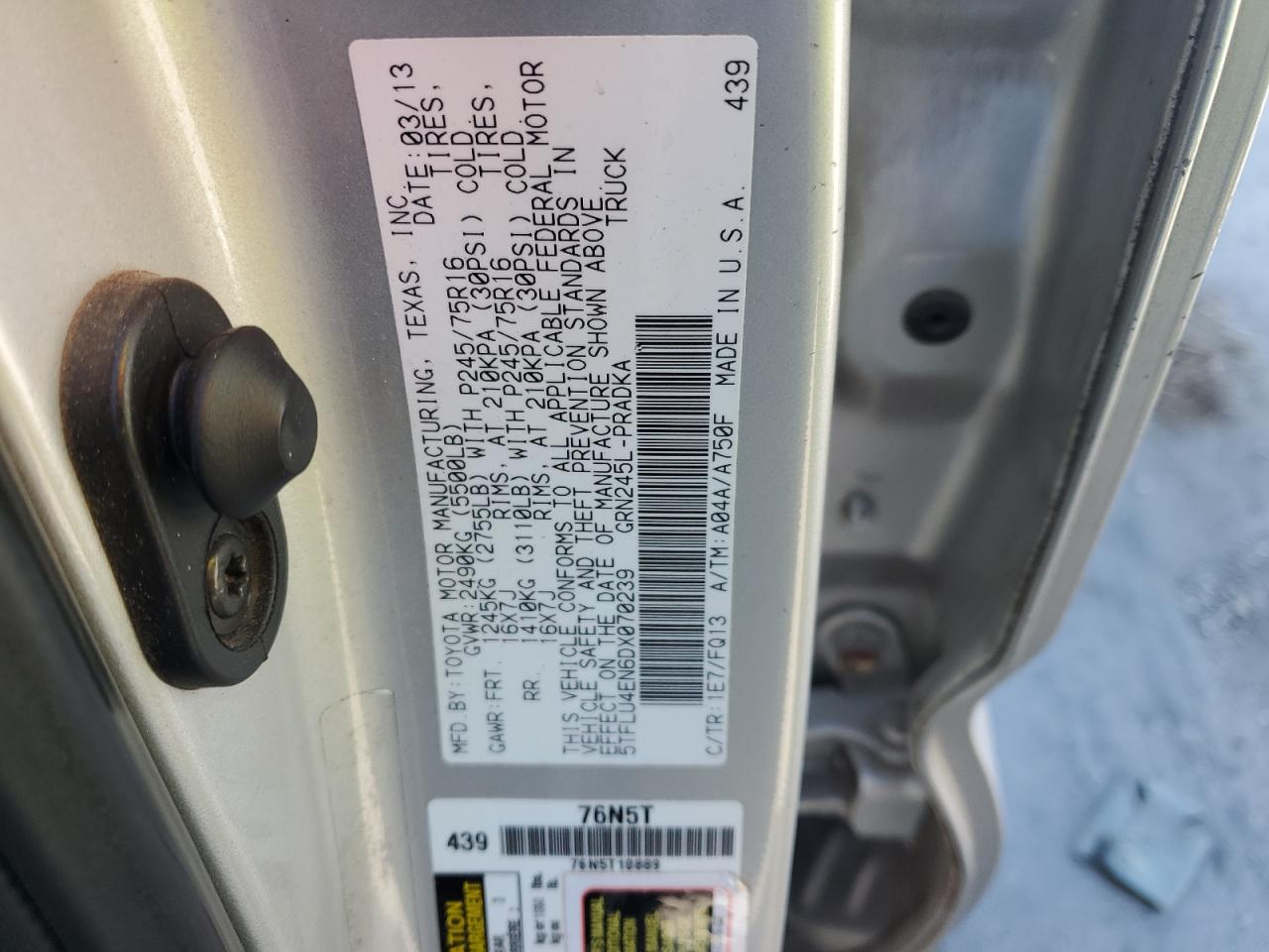2013 Toyota Tacoma Double Cab VIN: 5TFLU4EN6DX070239 Lot: 84942695