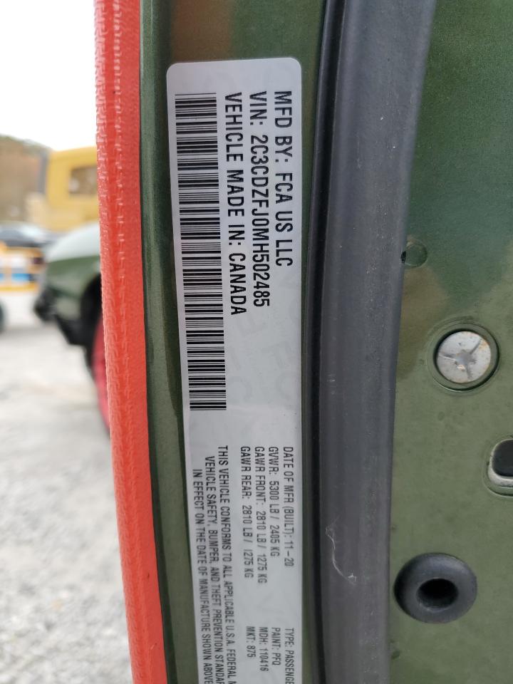 2021 Dodge Challenger R/T Scat Pack VIN: 2C3CDZFJ0MH502485 Lot: 82661355