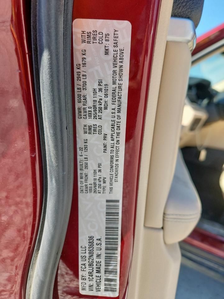 2022 Jeep Grand Cherokee L Limited VIN: 1C4RJJBG2N8636836 Lot: 82183105