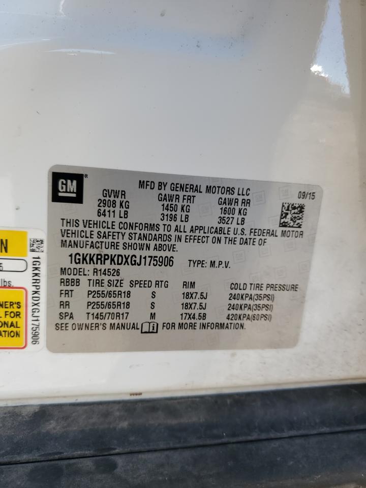 2016 GMC Acadia Sle VIN: 1GKKRPKDXGJ175906 Lot: 85530065