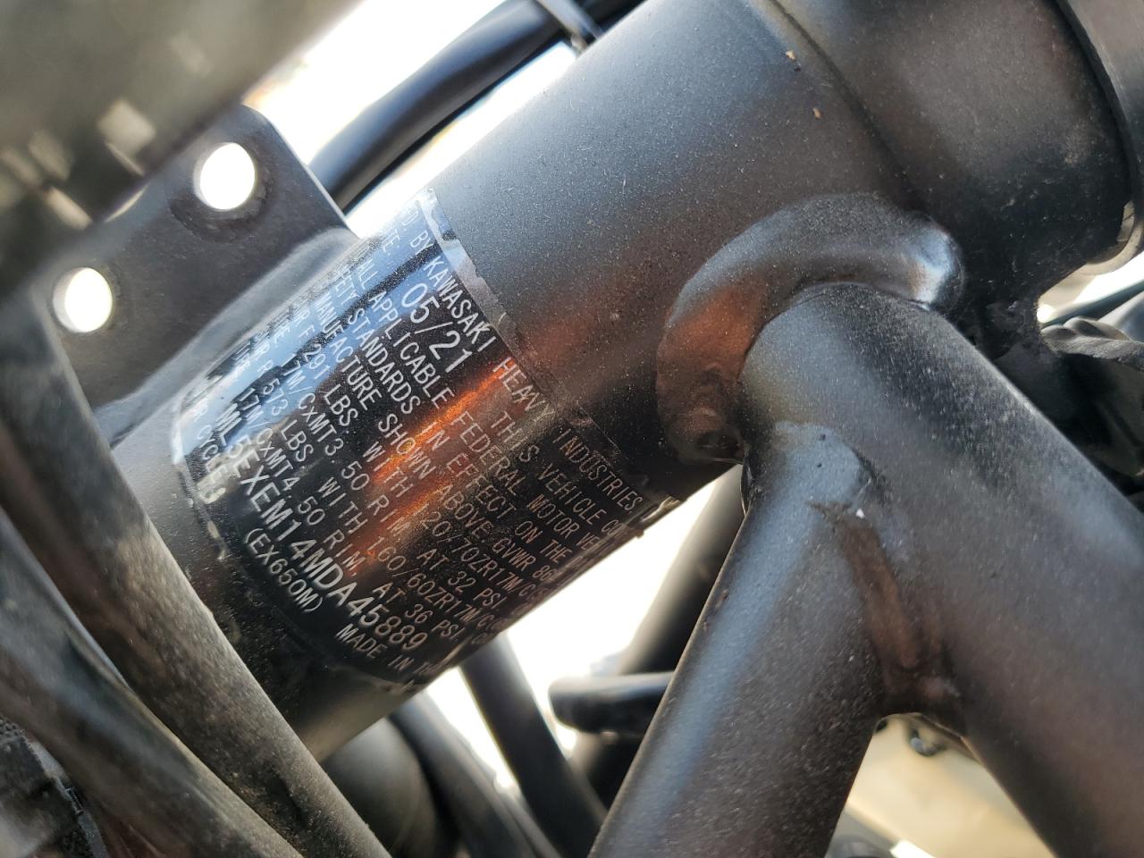 2021 Kawasaki Ex650 M VIN: ML5EXEM14MDA45889 Lot: 85271825