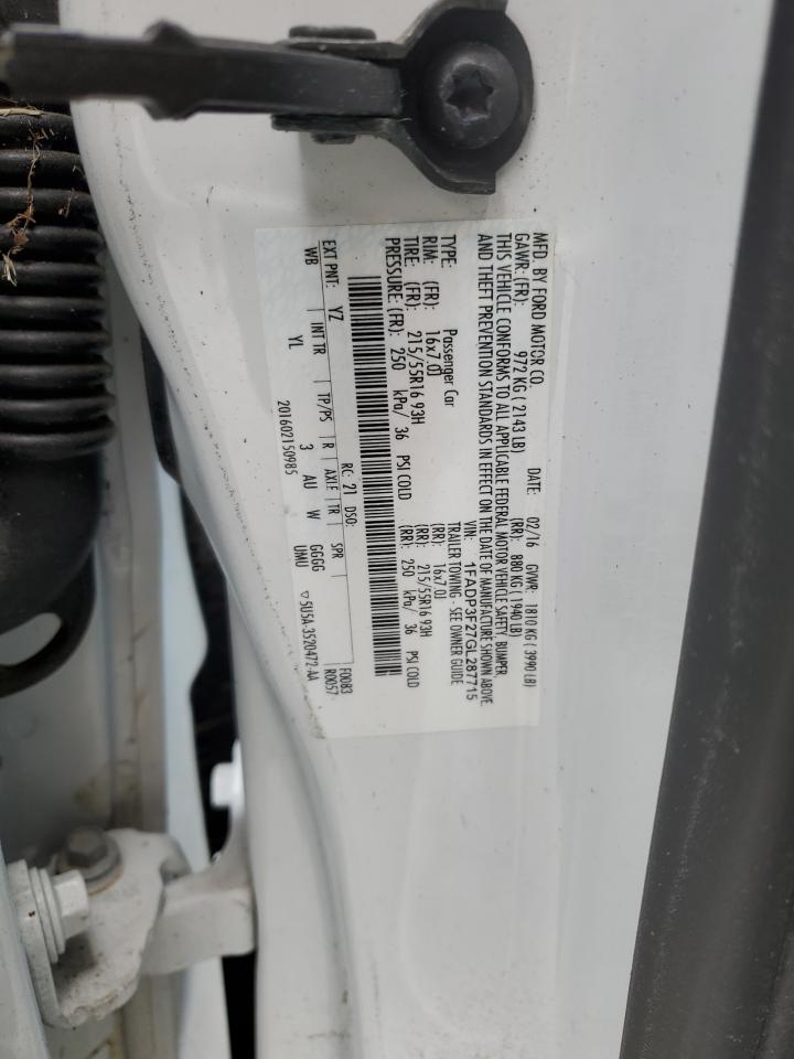 2016 Ford Focus Se VIN: 1FADP3F27GL287715 Lot: 82219905