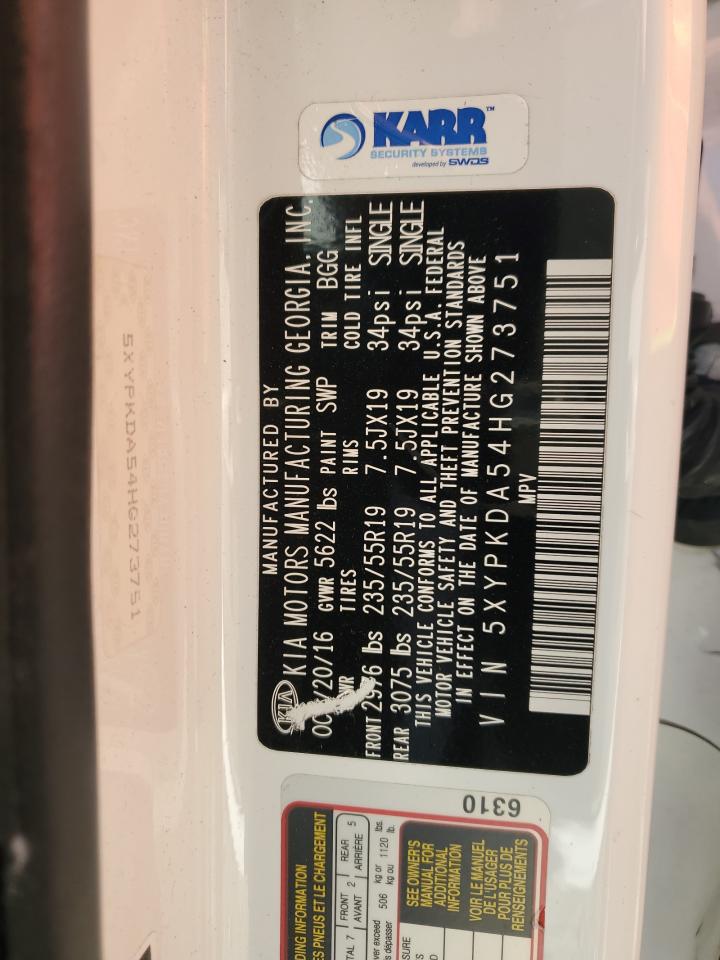 2017 Kia Sorento Sx VIN: 5XYPKDA54HG273751 Lot: 85289265