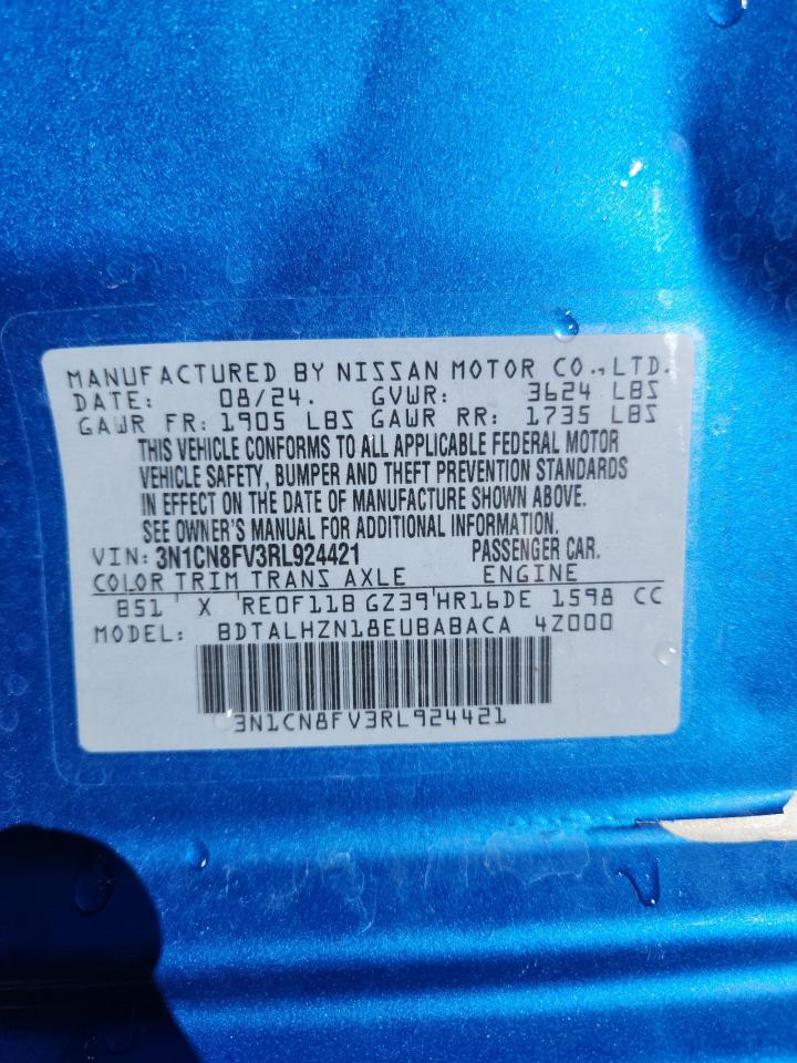 2024 Nissan Versa Sr VIN: 3N1CN8FV3RL924421 Lot: 84392245