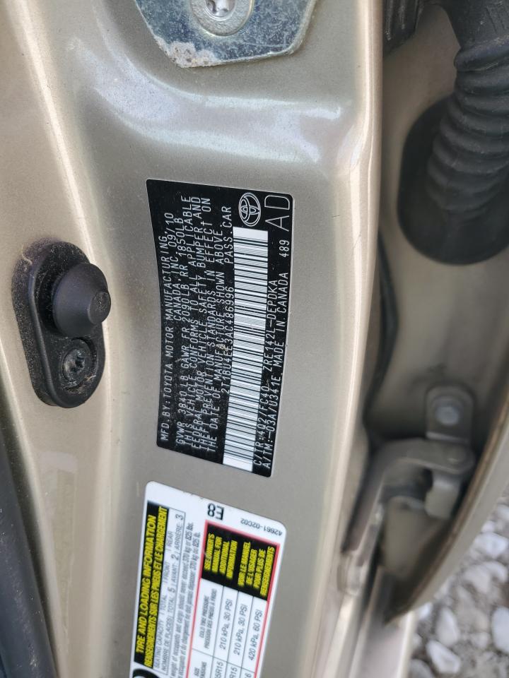 2010 Toyota Corolla Base VIN: 2T1BU4EE3AC486996 Lot: 81975015