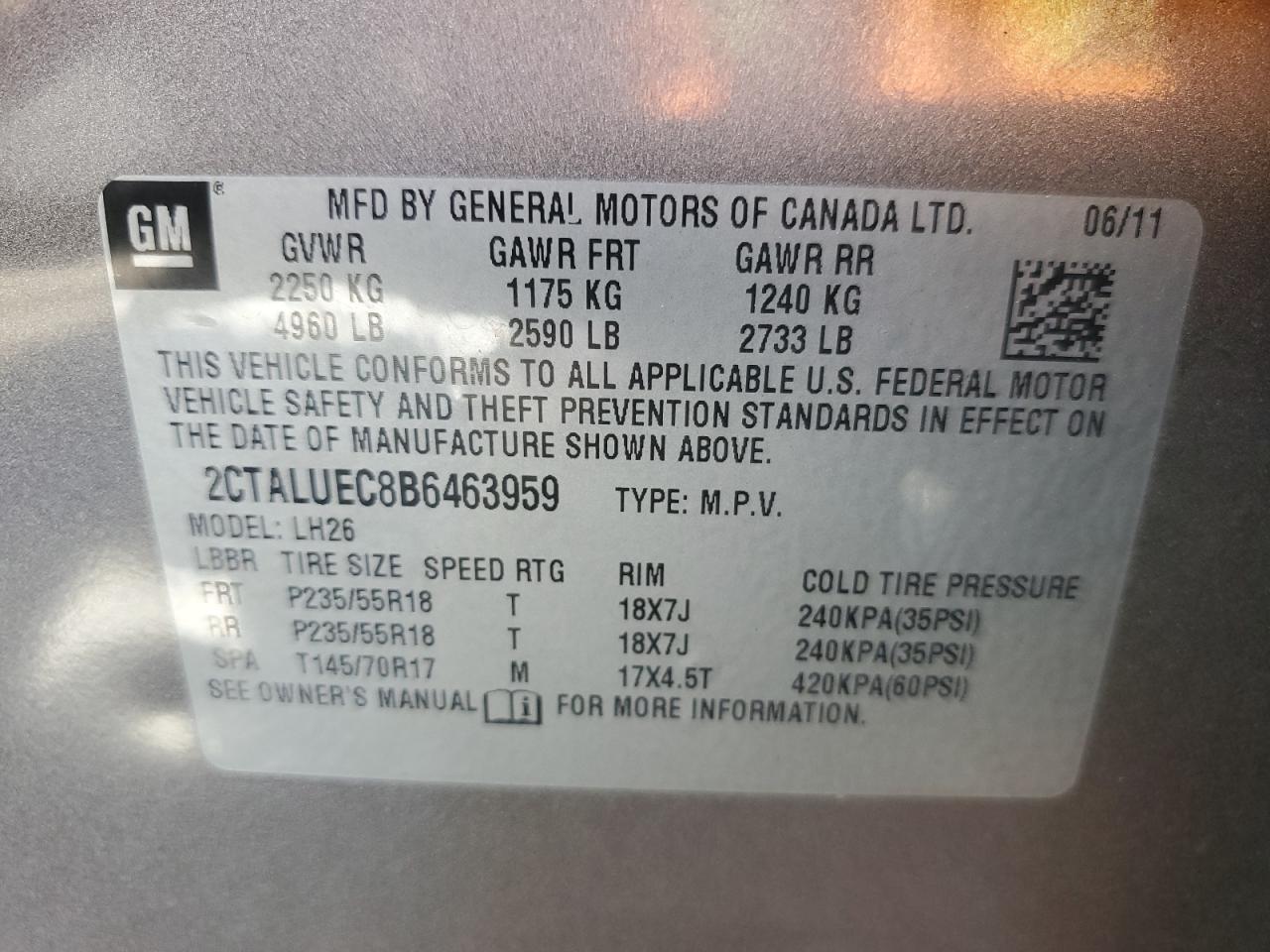 2011 GMC Terrain Slt VIN: 2CTALUEC8B6463959 Lot: 85076135